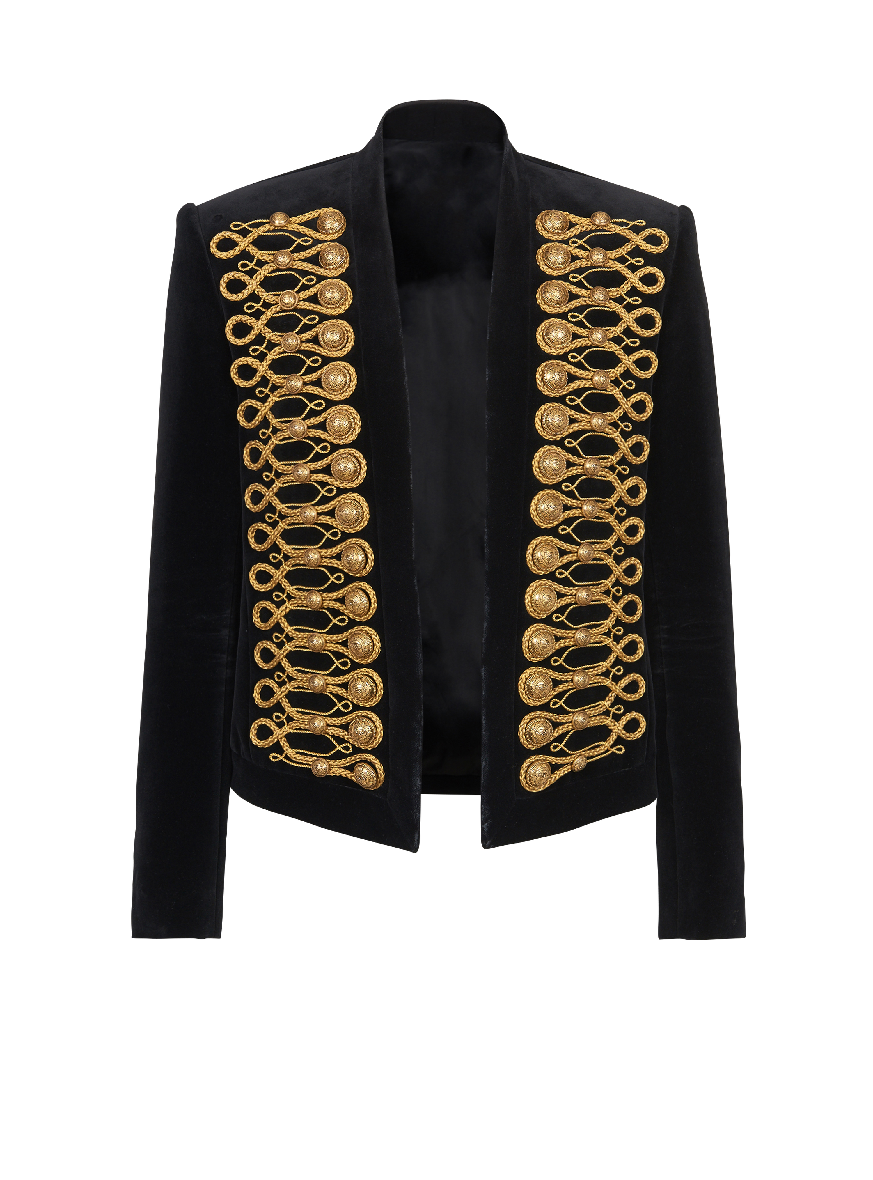 Velvet Brandenburg spencer jacket with golden embroidery, gold
