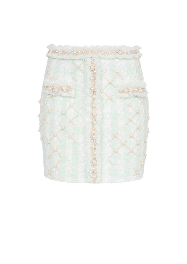 Short tweed skirt with embroidery