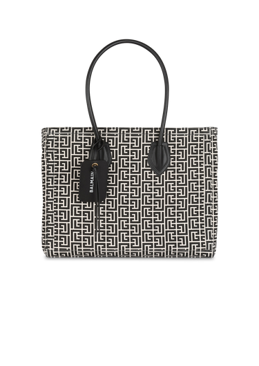 Ivory and black monogram canvas B-Army 42 tote