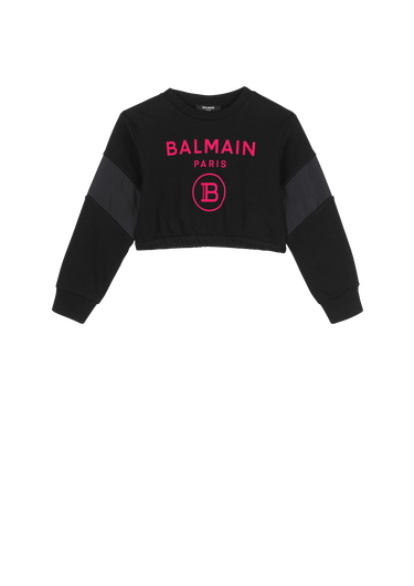 Cropped cotton jumper with Balmain logo